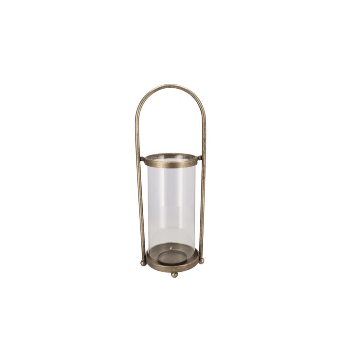 <h4>Kaya Gold Candle Holder Glass Metal 18x16x42cm</h4>