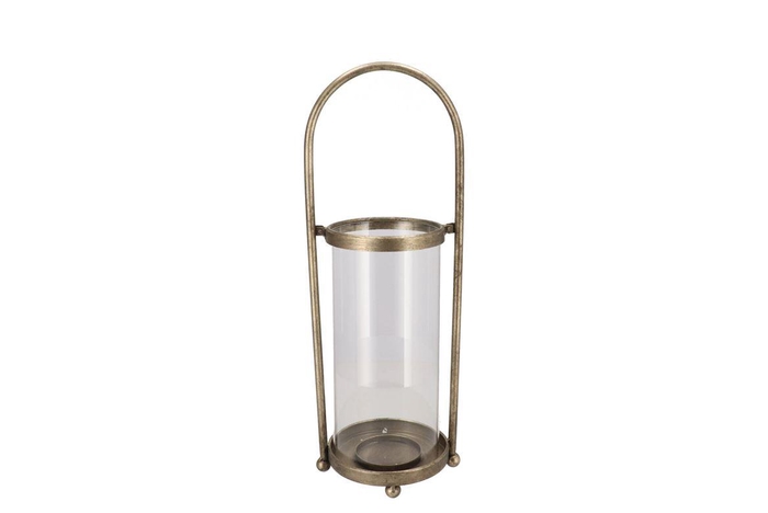 Kaya Gold Candle Holder Glass Metal 18x16x42cm