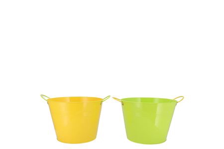 <h4>Zinc Basic Yellow/green Ears Bucket 16x14cm</h4>