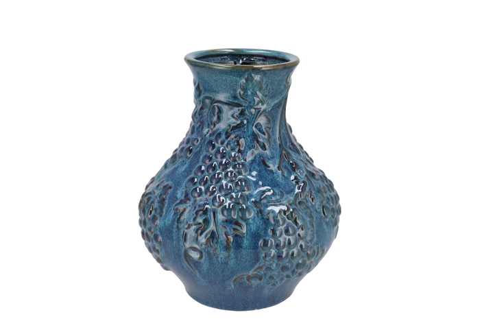 <h4>Inga Grape Blue Vase Active Glaze 24x24x27cm</h4>