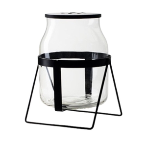Glas Vaas +stand d15*21cm