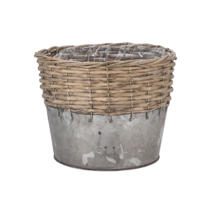 Wicker Basket Pot + Zinc Grey 22x18cm