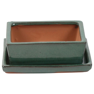 Bonsai accesoires Potset with saucer Ø15cm Green
