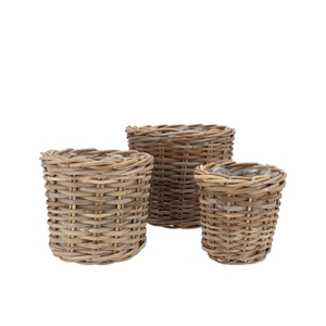 Rattan Ivy Natural Cilinder Set 3 17x17/23x20/27x23cm