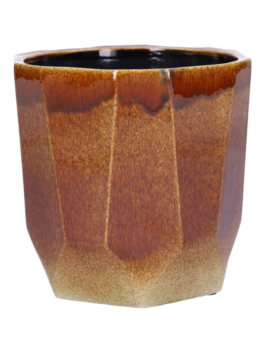 <h4>DF03-884640147 - Pot Geo d13xh12.6 brown</h4>