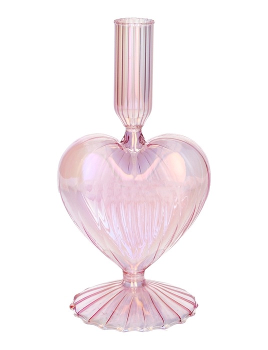 <h4>DF02-730703100 - Candle hldr Lovely 10x8.5x19.5 l.pink+pearl</h4>