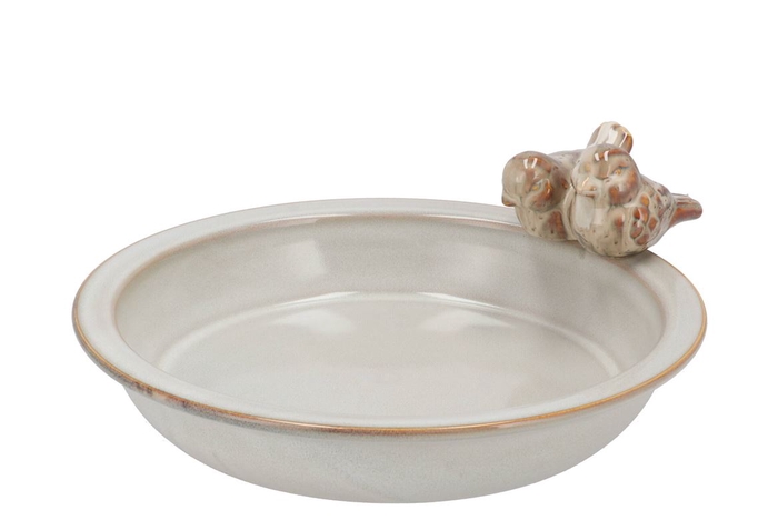 <h4>Iron Stone Bird Bowl Glazed White 28x5cm</h4>