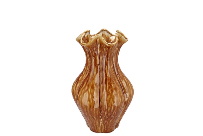 <h4>Inga Driss Brown Vase Active Glaze 19x19x25cm</h4>