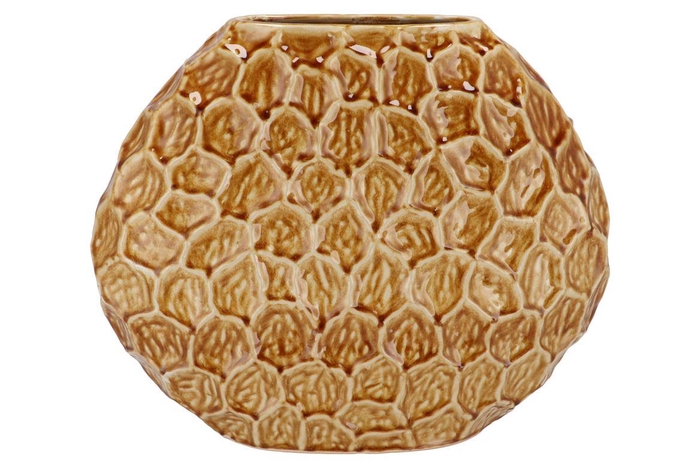 <h4>Inga Jada Brown Oval Vase Active Glaze Struct 41x15x33cm Nm</h4>