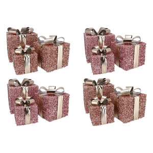 Sparkle Giftbox Pink Led S/3 15x18/20x23/25x28cm