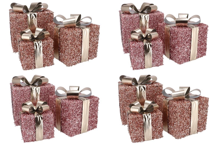 <h4>Sparkle Giftbox Pink Led S/3 15x18/20x23/25x28cm</h4>