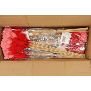 Stick Heart Mini +Fthr+Prl Red