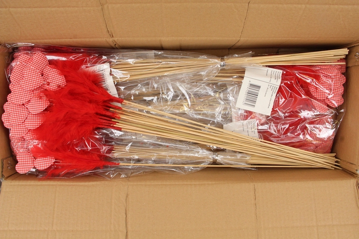 <h4>Stick Heart Mini +Fthr+Prl Red</h4>