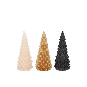 Candle Frosty X-mas Tree Black Mix 6x12cm Ass