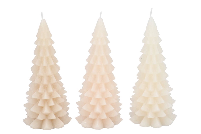 <h4>Candle Frosty X-mas Tree Cozy Sand Mix 9x20cm Ass</h4>