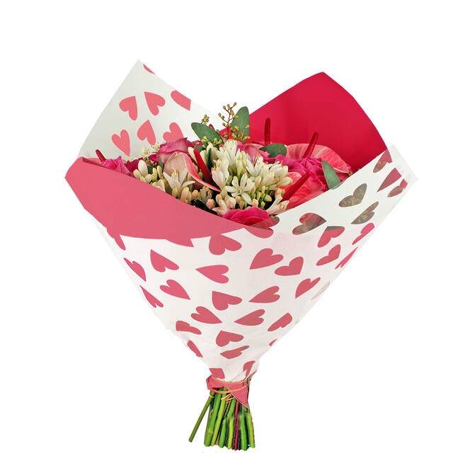 <h4>Hoes 35x35cm OPP40 Oblique Clear Hearts rood 250/doos</h4>