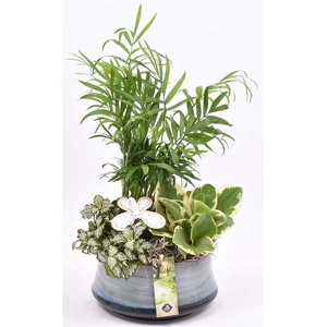 Keramiek schaal blauw/grijs 18cm