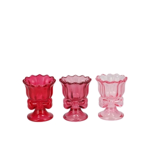 Bowy Jolly Pink Mix T-light Holder Bow Ass 7x7x9cm