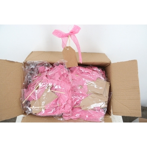 Pick bow woven 13x10cm+label+12cm stick