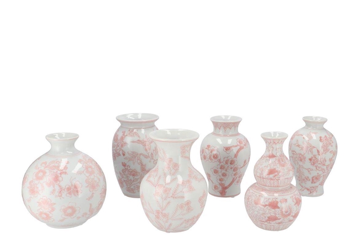 <h4>Hailey Pink Porcelain Vase Flower Ass 13x18cm</h4>