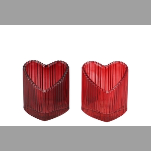 Amour Red Mix T-light Heart Rib Ass 8x7x8cm