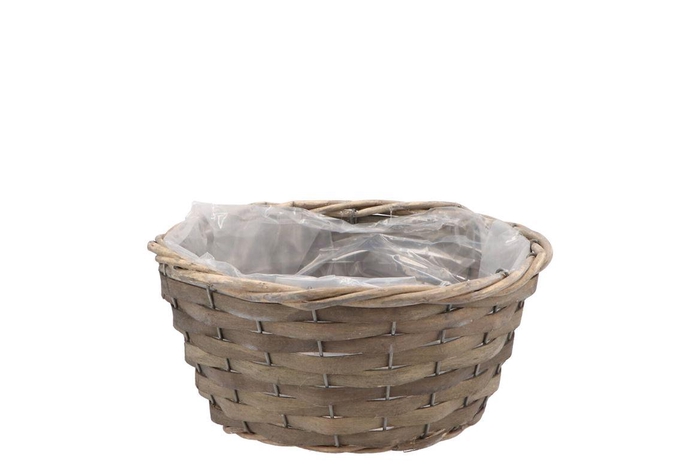 <h4>Wicker Bowl Basket Round Grey 22x10cm</h4>