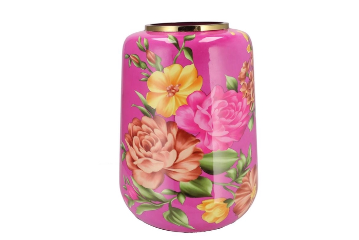 <h4>June Tropical Fuchsia Vase Cilinder Iron 33x32x40cm</h4>
