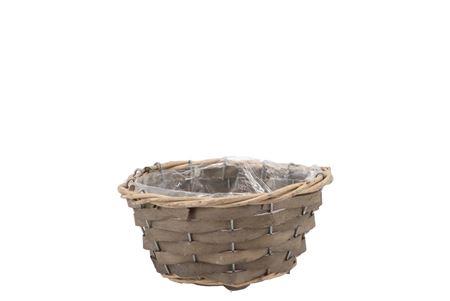<h4>Wicker Bowl Basket Round Grey 16x8cm</h4>
