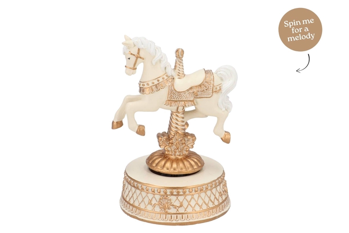 Glowy Cozy Gold Horse Music Box 12x11x18cm Nm