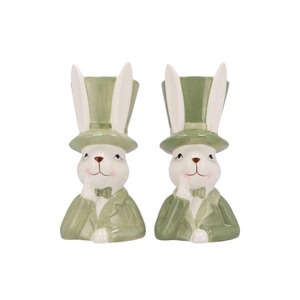 Easter Ceramic Summer Green Mix Bunny Hat Ass 12x14x25cm