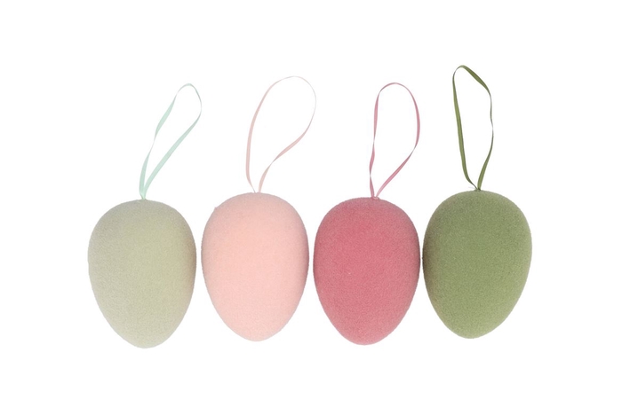 <h4>Easter Flock Summer Blush Egg Hanger Ass 9x9x13cm</h4>