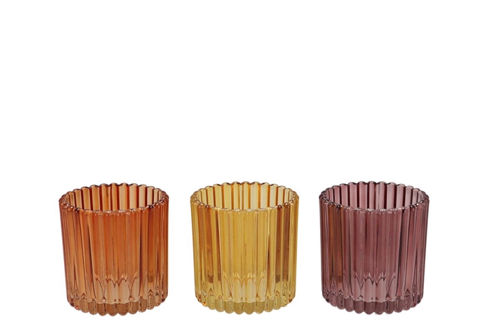 Roman Autumn Mix Glass Candle Holder Ass 9x9x9cm Nm