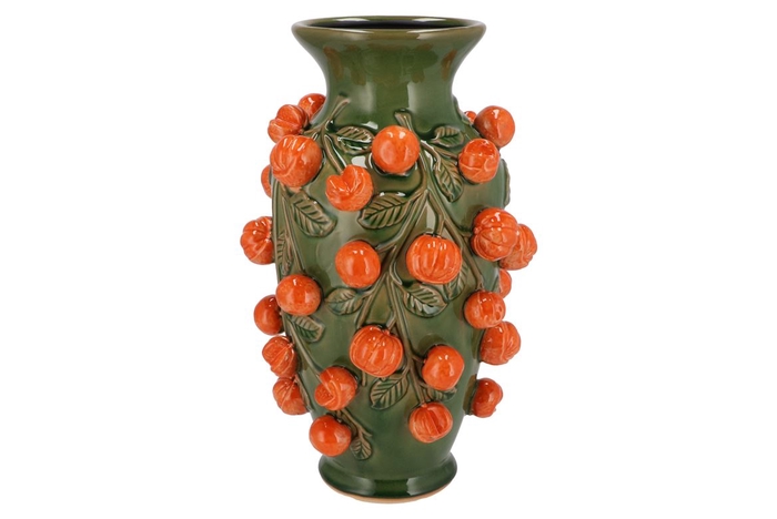 Fruit Mandarin Olive Green Vase 24x38cm