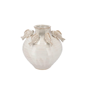 Pearl Sea Grey Vase Fish 23x23x23cm Nm