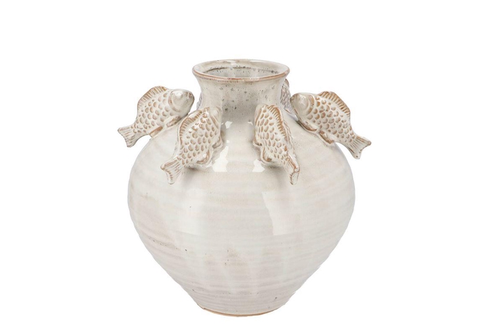 <h4>Pearl Sea Grey Vase Fish 23x23x23cm Nm</h4>