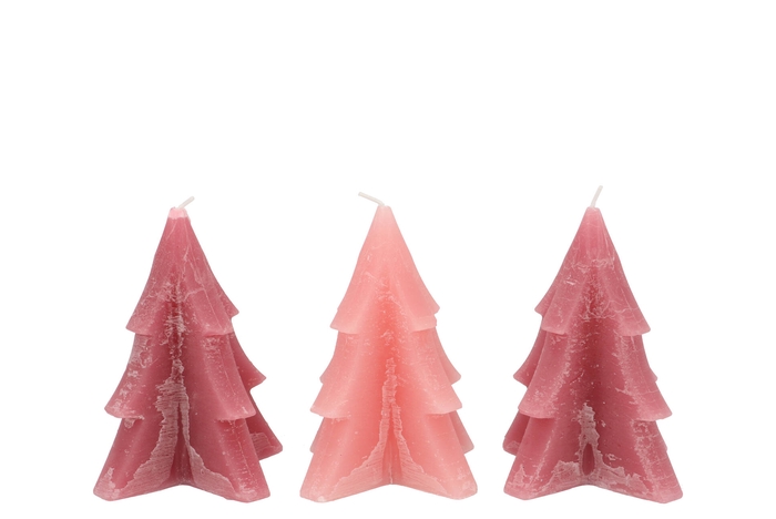 Frosty Sweets Pink Mix Pine Tree Candle 9x12cm Ass