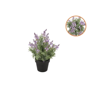 Silk Lavender Purple In Pot Black S 13x13x22cm