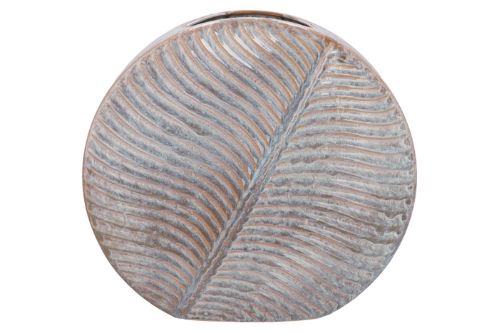 <h4>Inga Leaf Grey Vase Round Active Glaze 42x15x39cm Nm</h4>