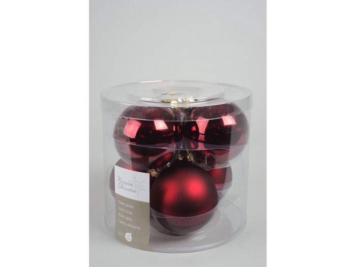 KERSTBAL GLASS 80MM OXBLOOD 6PCS