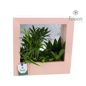 Houten schilderij met spiegel hout met arrangement