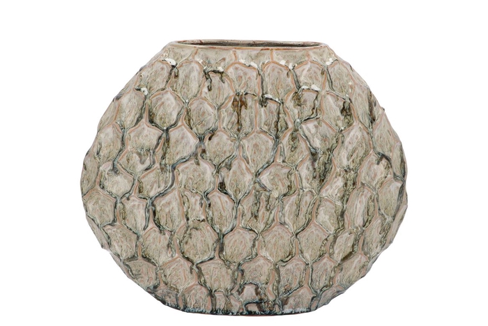 <h4>Inga Jada Green Oval Vase Active Glaze Structure 32x12x26cm</h4>