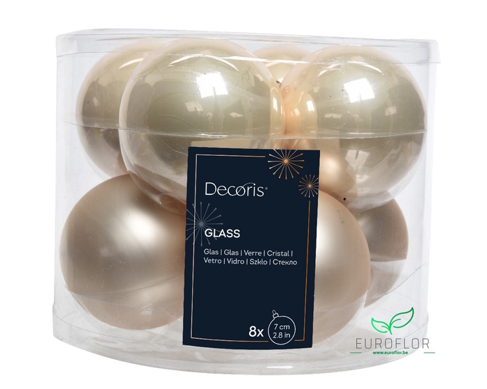 KERSTBAL GLASS 70MM 8PCS PAREL