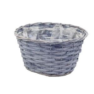Basket chipwood grey round D19 H10cm
