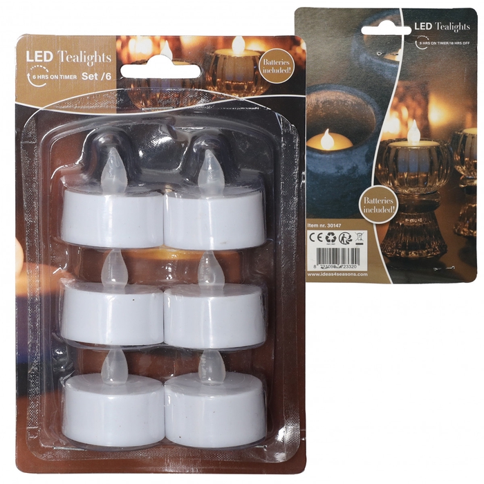 <h4>Candle LED tea light x6 incl.batt+timer</h4>