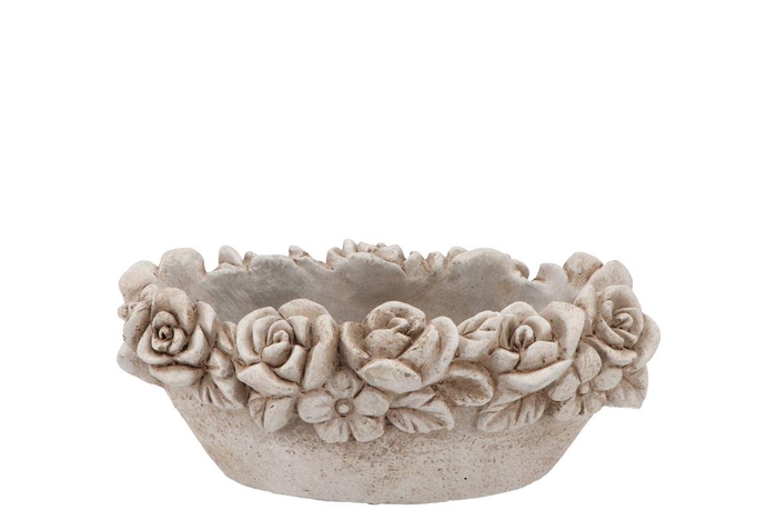 Concrete Saint Antique Flower Bowl Oval 28x16x12cm Nm