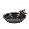 Iron Stone Bird Bowl Glazed Grey 28x5cm