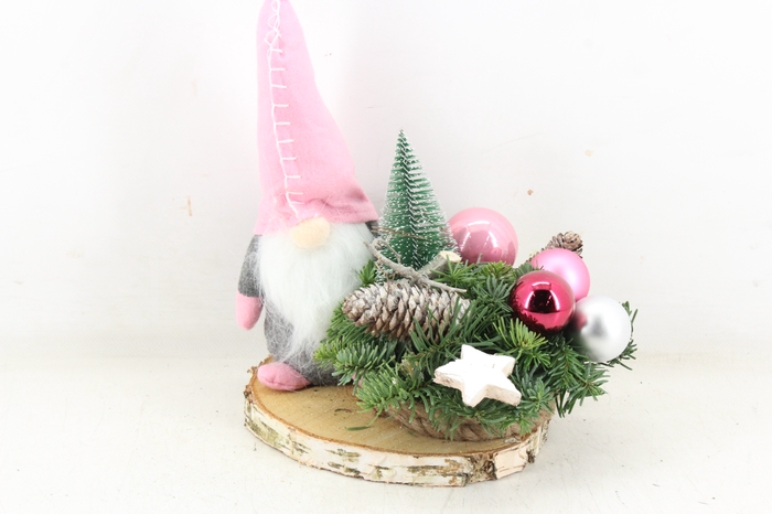 <h4>arr5 Kerst MB - Hout schijf gnome pink x5</h4>