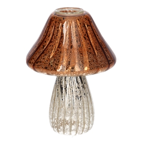 DF02-730300700 - Candle holder Amanita d3.4/10xh13 brown/silver metallic