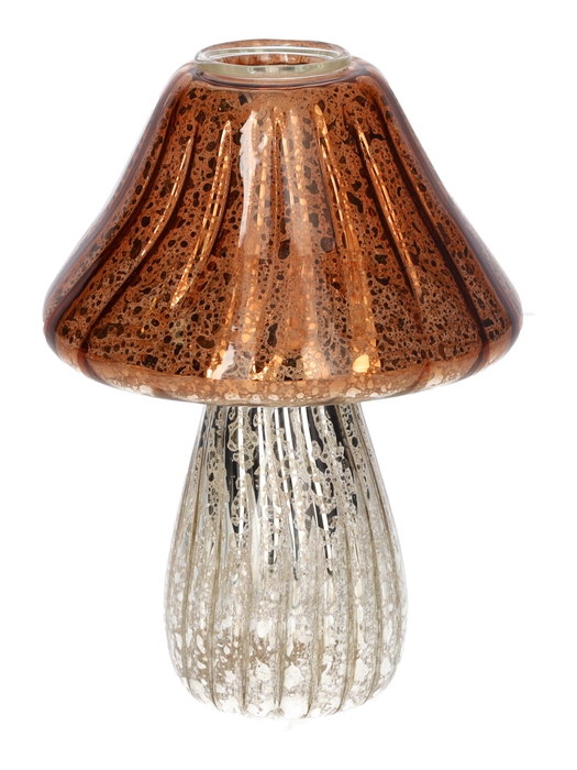 <h4>DF02-730300700 - Candle holder Amanita d3.4/10xh13 brown/silver metallic</h4>