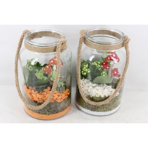 arr2 PL - Glas met touw hoog x6 - oranje/wit